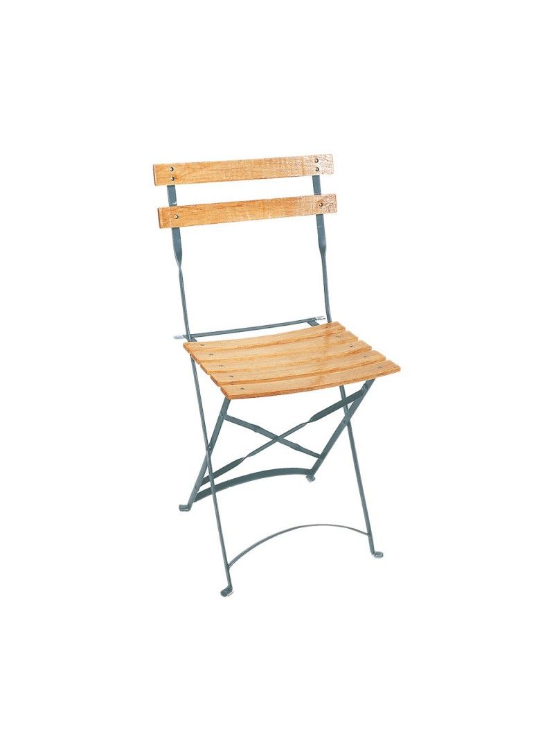 Colombine - chaise pliante à lattes en bois - gris/vernis - Vif Furniture_0