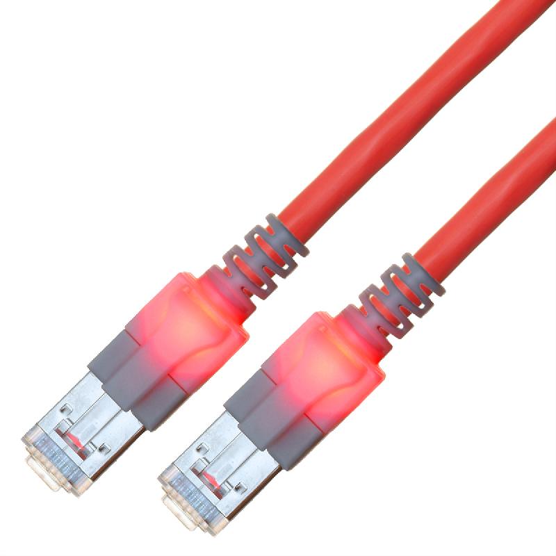 Cordon EasyLan DualBoot LED Cat.6 (Classe E) S/FTP, LSOH, rouge, 2 m_0