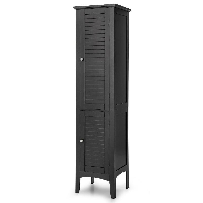 Helloshop26 - Meuble de salle de bain étroit avec 5 étagères hautes 37 x 37 x 160 cm design moderne finition mate en MDF noir 20_0012735 - 30002273_0