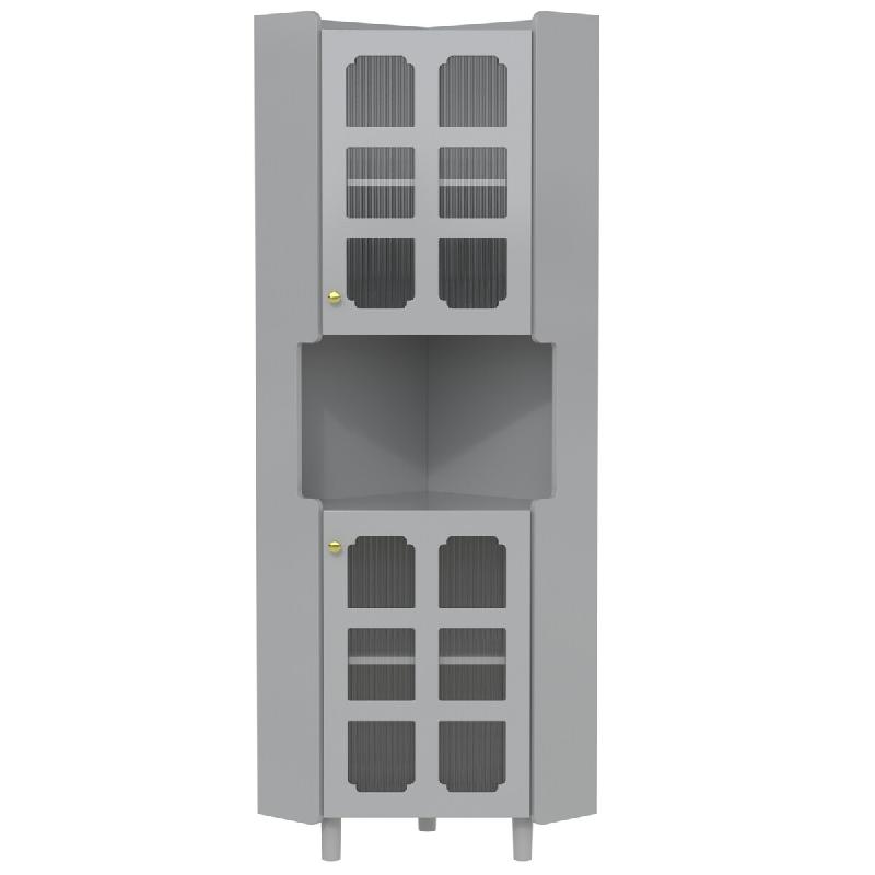 Merax colonne d'angle 157.5 cm avec LED multicolore, 2 placards et niche ouverte, gris - gris N656P350896E_0