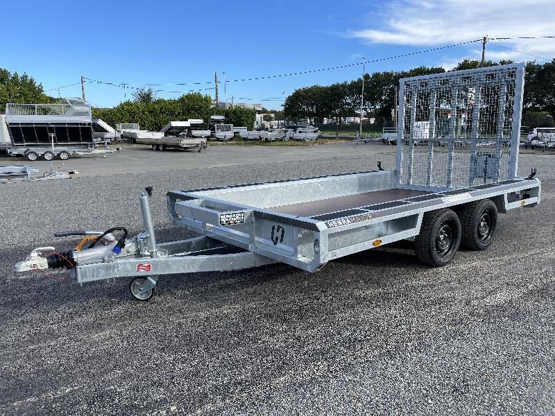 Remorque porte engins HENRA type MT 350x190 - PTAC 3500Kg - Transport matériaux lourds, 2 roues, quads, scooter, engins - Référence -39440_0