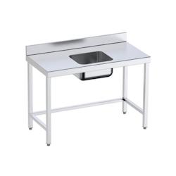 Table inox de préparation avec bac central sur support P 600 mm | Distform-bac Au centre longueur 1800 mm - 8445842024937_0