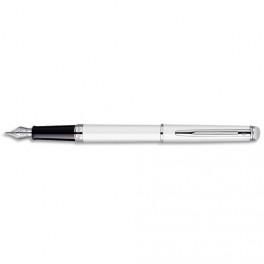 WATERMAN STYLO PLUME MOYENNE HEMISPHERE CORPS LAQUÉ BLANC ATTRIBUTS PALADIÉS (CT)