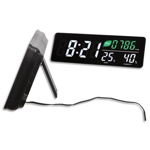 Alba horloge led murale ou posée. Capteur co2, température humidité dim l 37,5 x l 13,5 x ep 3,8 cm noire_0