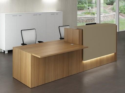 Banque d'accueil Z2 noyer avec accès bas - Officity - Beige, Gauche, 286, Noyer Canaletto_1