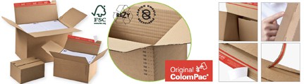 Caisse adhésive fond automatique ColomPac - 229 x 164 x 115 mm - simple cannelure - format A5 - 10 kg_0