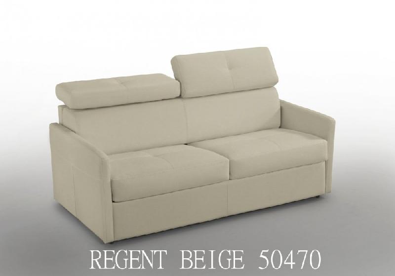 CANAPÉ 2-3 PLACES PARIS 120CM CUIR BEIGE COUCHAGE EXPRESS MATELAS 16 CM_0