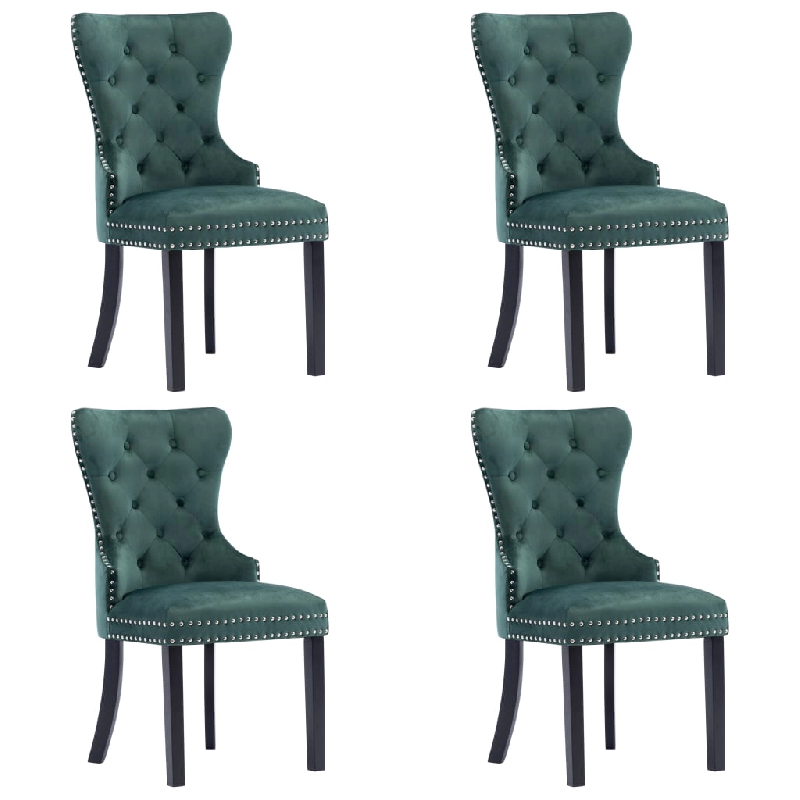Décoshop26 - Lot de 4 chaises de salle à manger cuisine design classique velours vert foncé CDS022025 - 3000022981537_0