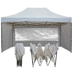 FRANCE BARNUMS Tente pliante 3x4,5m pack fenêtres - 4 murs - acier 31mm/polyester 320g - blanc - FRANCE-BARNUMS - blanc acier 1-34-00F_0