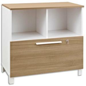 Gautier Office - Rangement bas Sunday blanc 2 cases et tiroir en chêne - Dimensions : L80 x H79 x P42 cm_0