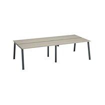 Pôle de 4 bureaux droits chêne gris L 140 x P 60 cm, piétement métal anthracite - Arch_0
