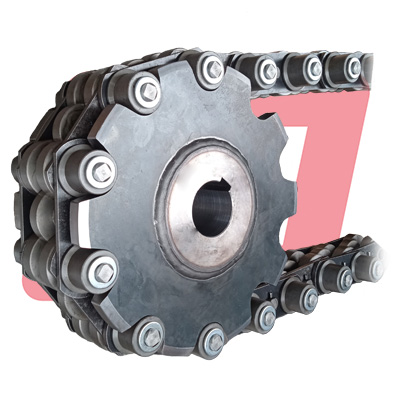Roue double pour chaîne d'accumulation - acier ou inox - denture taillée ou oxycoupée_0