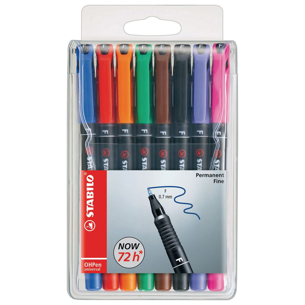 STYLO-FEUTRE STABILO OHPEN UNIVERSAL - MARQUEUR PERMANENT - POINTE FINE 0,7 MM - POCHETTE DE 8 COLORIS ASSORTIS