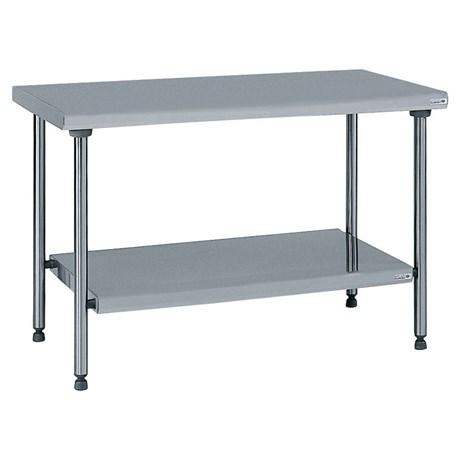 TABLE INOX CENTRALE AVEC ÉTAGÈRE INFÉRIEURE FIXE LONGUEUR 1500 MM