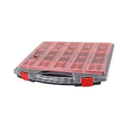 Tayg Boite de rangement, 25 compartiments amovibles, couvercle transparent, empilable, 430 x 370 x 55 mm, noir/rouge - TG4305025_0