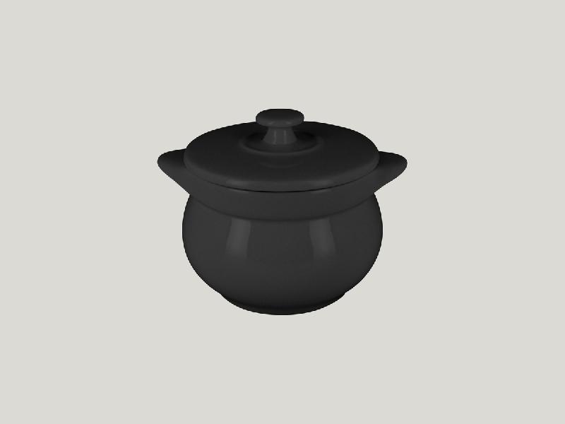 SOUPIÈRE AVEC COUVERCLE ROND NOIR PORCELAINE Ø 10,6 CM CHEFS FUSION RAK