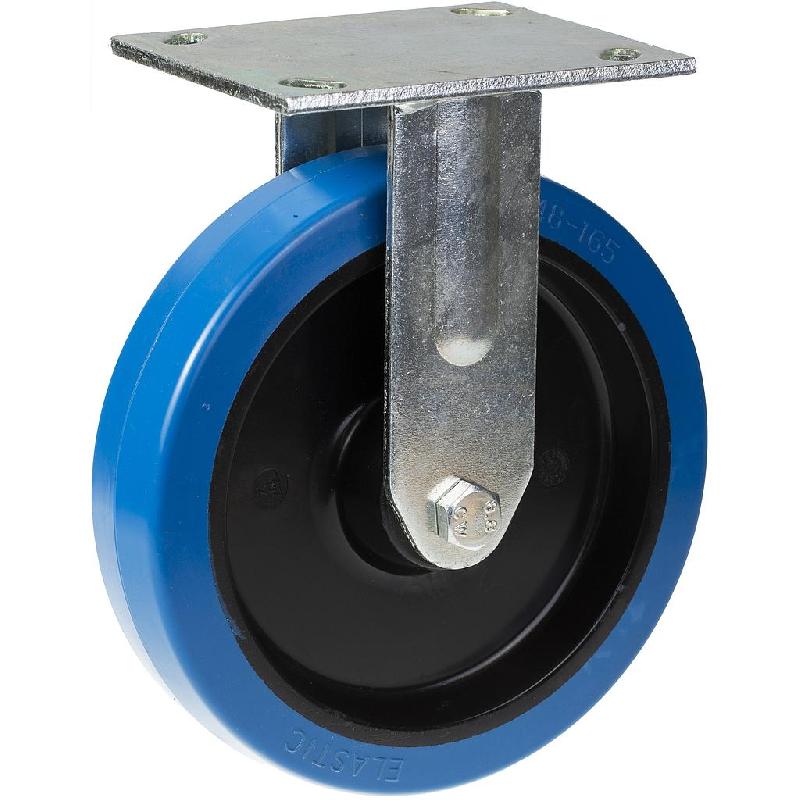 Roulette fixe de 200 mm avec caoutchouc élastique bleu sur roue centrale en nylon_0
