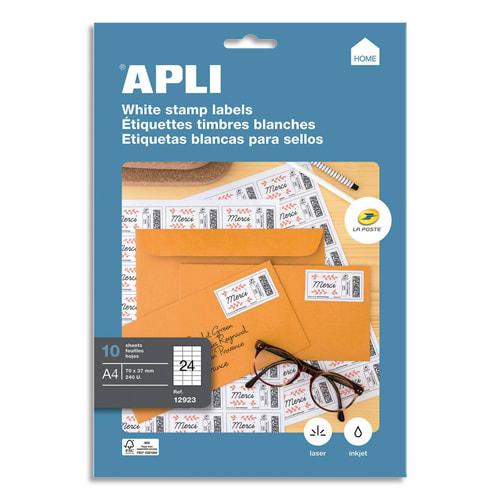 Apli - Pochette de 240 étiquettes multi-usage blanches 70 x 37 mm - Compatibles imprimantes jet d'encre, laser et copieurs_0