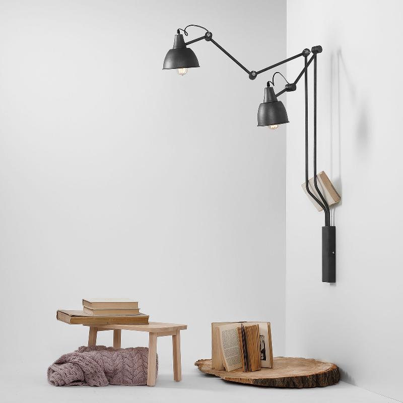 ALDEX APPLIQUE 814, RÉGLABLE, À 2 LAMPES, GRAPHITE