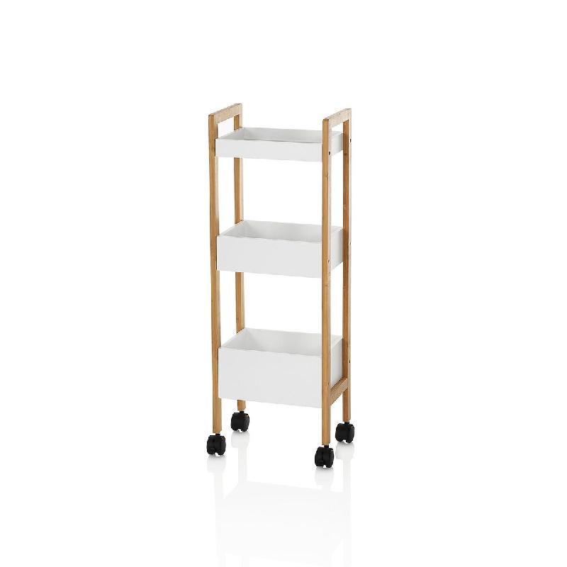 AQA Design Chariot POT en bambou et MDF blanc L.28 P.19 H.79 MP02516 - blanc Bambou MP02516_0