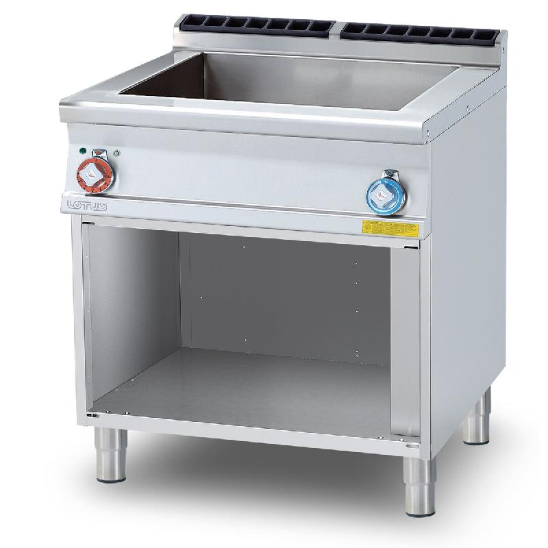 Bain-marie électrique triphasé sur compartiment ouvert. Cuve pour GN 2/1 + 2 x GN 1/3 h15 cm. Dimensions 80x90 h 90 cm. Modèle BM-98ET - 2024_0
