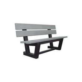 Banc public Econo - 153 cm - Lattes grises - Pieds en plastique recyclé noir_0
