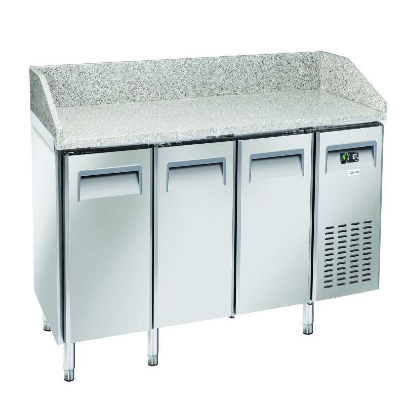 Banco pizza inox 3 portes, plan en granit, dégivrage automatique, température +2/+8°C, 202,5×80×104 cm. CoolHead QZ30 - 1753_0