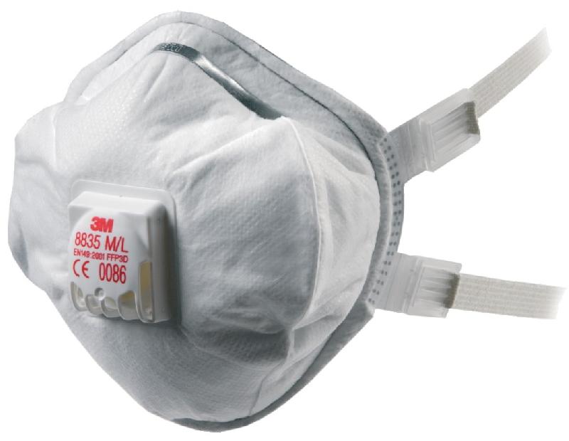 BOÎTE DE 5 MASQUES RESPIRATOIRES COQUES JETABLES SÉRIE 8835+ FFP3 RD AVEC SOUPAPE - 3M - 7100081542