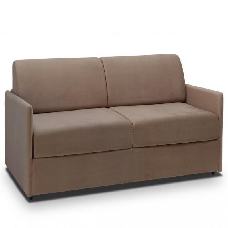 CANAPÉ LIT EXPRESS COLOSSE COUCHAGE 160 CM MATELAS ÉPAISSEUR 22 CM À MÉMOIRE DE FORME VELOURS TAUPE_0