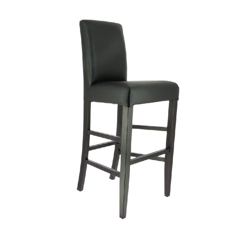 Chaise de bar d'intérieur Séville en bois tapissée d'un simili cuir noir_0