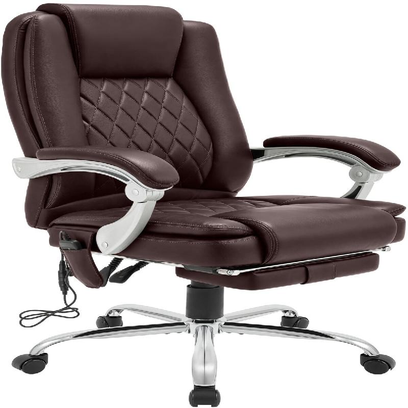 CLP Chaise de bureau Rubia avec fonction massage Marron - marron métal 327206_0