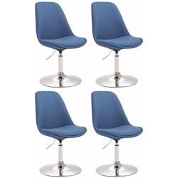 CLP Lot de 4 Chaises de salle à manger Maverick tissu avec pied trompette Bleu/Chrome - bleu textile 319923_0