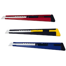 CUTTER EN MÉTAL, LAME: 9 MM, À CLIP, ASSORTI - LOT DE 10