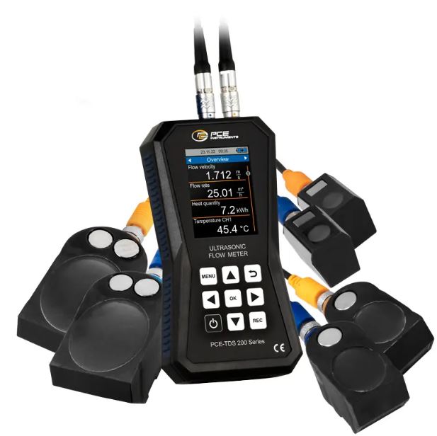 Débitmètre à ultrason portatif - PCE-TDS 200 SR - PCE INSTRUMENTS - Capteurs sur rails pour tuyaux de 20 à 108 mm_0