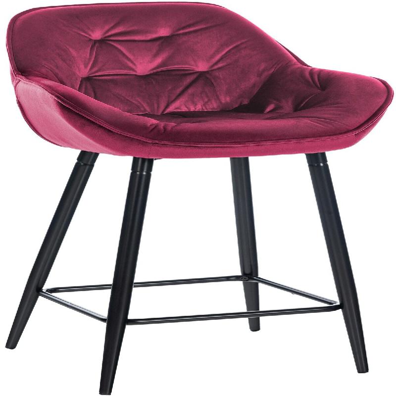 Décoshop26 - Tabouret de bar chaise haute x1 assise effet capitonnée en velours bordeaux et métal noir 10_0004887 - noir métal 3000252344591_0