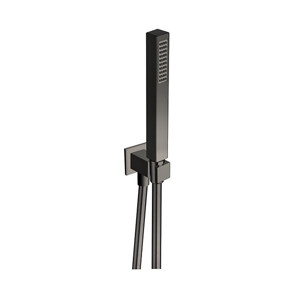 ENSEMBLE APPLIQUE PRISE D'EAU DOUCHETTE FLEXIBLE CARRE CHROME NOIR ROBINETTERIE HYDROTHERAPIE - CRISTINA ONDYNA PD44372