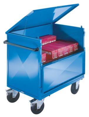 EUROKRAFT CHARIOT-CAISSE - PANNEAUX EN TÔLE D'ACIER, AVEC COUVERCLE - L X L 1250 X 800 MM
