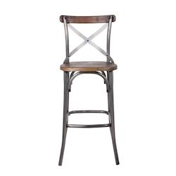 GHP Halenbeek Chaise de bar CROSS ANTIK, acier et pin, 110 x 46.5 x 51.5 cm, gris/marron - marron acier 615032_0