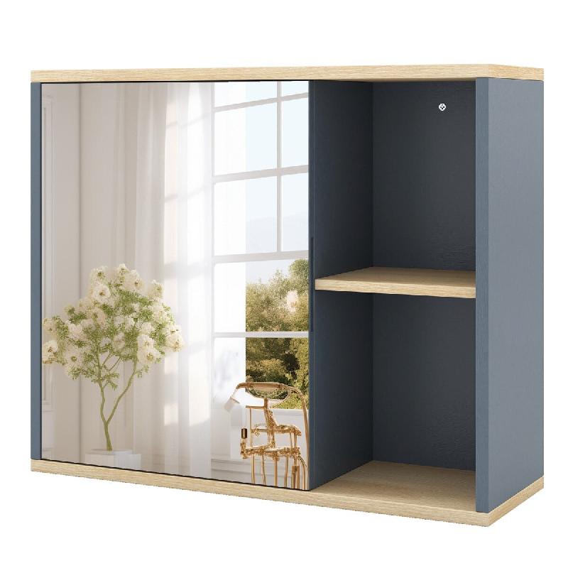 Helloshop26 - Armoire à pharmacie murale 60 x 20 x 50 cm avec miroir haute définition et étagères ajustables moderne en bois gris 20_0015925 - gri_0
