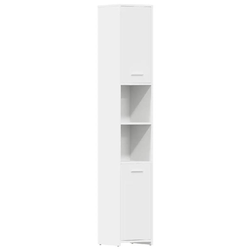 Helloshop26 - Armoire de salle de bain rangement design épuré 30 x 30 x 183,5 cm en bois d'ingénierie blanc 02_0047715 - blanc verre 3000234924537_0