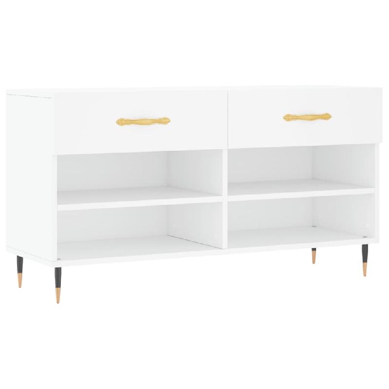 Helloshop26 - Banc à chaussures bottes commode étagère meuble entrée rangement 102 x 35 x 55 cm bois d'ingénierie blanc 02_0022879 - blanc Bois m_0