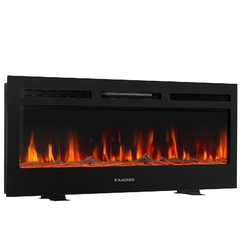 KAMINIO Cheminée électrique MARLON - Cheminée 3-en-1 avec chauffage, effet de flamme 3D, 12 couleurs de flammes, télécommande - 42 pouces - EF02-42_0
