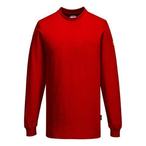 LOT DE 2 - PORTWEST AS22 T-SHIRT MANCHES LONGUES ANTISTATIQUE ESD ROUGE FONCÉ - TAILLE M