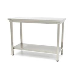 Maxima Table en acier inoxydable – 140 x 60 cm - hauteur réglable - avec étagère de rangement - 8719632120858_0