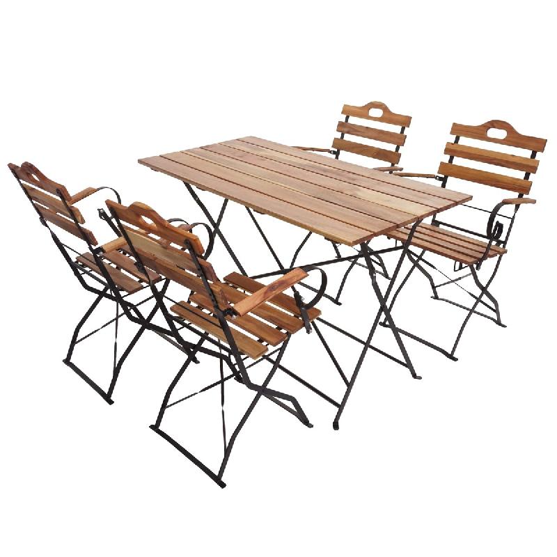 Mendler Set de jardin de bière HWC-J40, set de bistrot table pliante chaise pliante, qualité gastronomique acacia certifié MVG ~ couleur naturelle_0