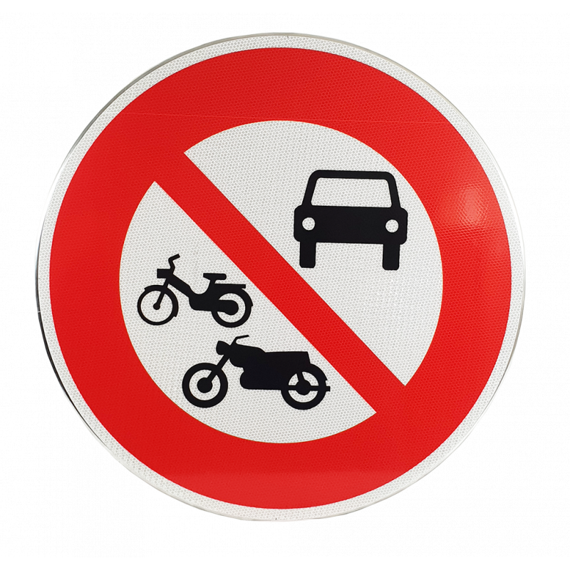 Panneau d'interdiction B7b - Accès interdit à tous les véhicules à moteur - personnalisable - WP Signalisation_0