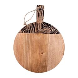 Planche à découper Phoenix 30 cm - Marron Rond Bois Table Passion - Bois massif avec manche ergonomique et détails noirs_0