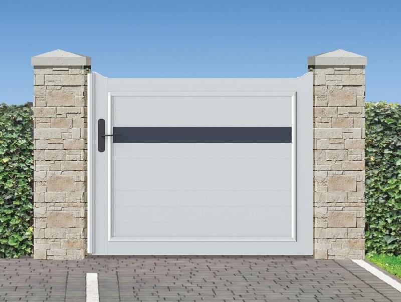 Portillon PVC Pré Droit Plein Blanc, Gris, Beige ou Chêne Doré Sur Mesure_0