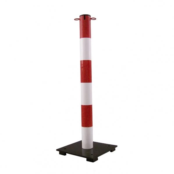 Poteau de signalisation série lourde Rouge/Blanc - à sceller ou sur piètement - Marque Rolléco_0