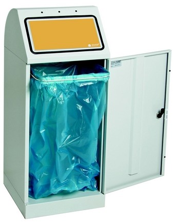 Poubelle de tri sélectif - ouverture manuelle - capacité 70L - acier zingué avec revêtement époxy_0
